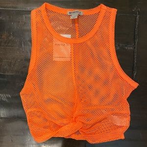 Forever 21 orange mesh crop